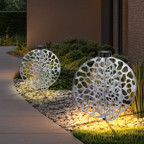 Lampada solare con picchetto da terra lampada orientale decorativa da giardino a luce solare in metallo per esterni, metallo, 1x LED bianco caldo, LxPxA 40x40x51 cm, set da 2 (1/5)