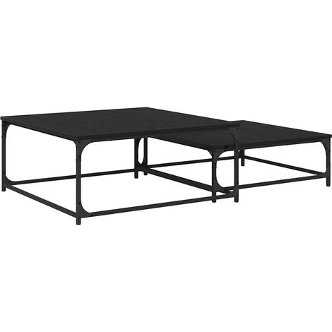 Mesa de Café 2 pcs Roble Negro Madera de ingeniería vidaXL