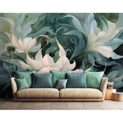 Fototapete Blumen Abstrakt, für Wohnzimmer und Schlafzimmer, 150 x 105 cm – Komplettset inkl. Kleister & Anleitung (1/5)