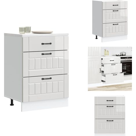 Küchen-Unterschrank Lucca Hochglanz-Weiß Holzwerkstoff - Küchenunterschrank - Küchenunterschränke - Spülenunterschrank - Unterschrank Für Küche (1/5)