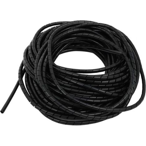 Gaine spiralée flexible de 10 m de long et 3 mm de diamètre, noire, pour la gestion des câbles. (1/2)