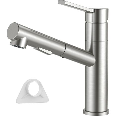 Robinet de cuisine avec douchette extensible, Mitigeur de cuisine en acier inoxydable SUS304 haute pression, Robinet de cuisine avec 2 types de jet, Mitigeur de cuisine pivotant à 120° pour (1/5)