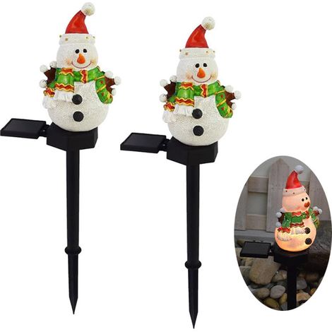 Lampe solaire d'extérieur à LED en forme de bonhomme de neige, luminaire de jardin à énergie solaire (2 pièce) (1/5)