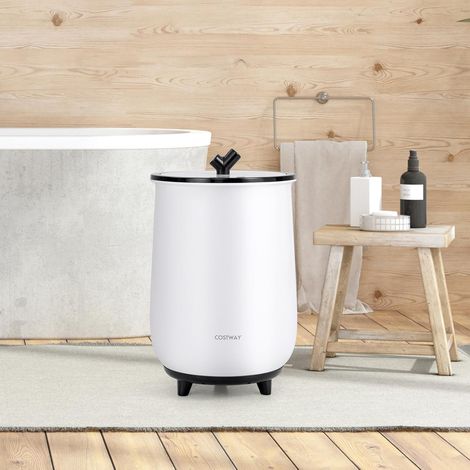 COSTWAY 23L Secchio Riscaldatore di Asciugamani, Secchiello con Portadischi Profumato, 3 Livelli di Riscaldamento, Timer e Spegnimento Automatico (Nero) (1/5)
