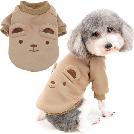 Wintermantel für kleine Hunde, Welpenpullover, weicher warmer Pullover, Kleidung für kaltes Wetter, Haustiermantel, Chihuahua, Yorkshire, Braun, L