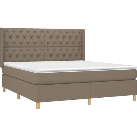 vidaXL Sommier à lattes de lit avec matelas Taupe 160x200 cm Tissu (1/5)
