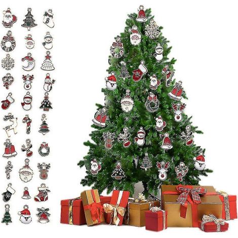 30 mini adornos navideños para el árbol de Navidad, adornos de resina en miniatura de Papá Noel y muñeco de nieve. (1/5)