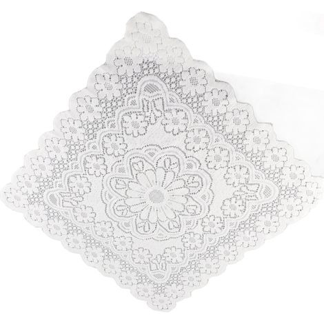 [Tablecloth] Lace Decorative Background Cloth Hollow Pattern Soft Comfortable White Lace 60x60cm (1/5)