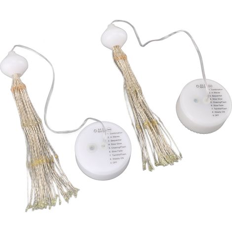 Guirlande lumineuse LED en fil de cuivre, quatre couleurs, effet feu d'artifice, lot de 2, avec télécommande, pour décoration extérieure (tente, terrasse). Boîtier à piles non inclus. (1/5)