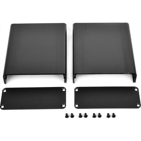 Fockety Gehäuse aus schwarzer Aluminiumlegierung für Elektronik, hohe Haltbarkeit und Wärmeableitung, geeignet für Decoder, Controller, 2 Gehäuse und 2 Deflektoren