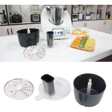 Multifunktionales Behälter-Schneide-Set für Vorwerk Thermomix TM5/6: ABS, Acryl, Edelstahl, 900 g, 5-teilig (Behälter, Deckel, Schneidestab, Scheibe, Shaker)