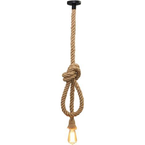 Retro Single-Light E27 Hemp Rope Pendant Light, Country Style, 150cm Rope, Suitable for Bar, Restaurant, Cafe, Living Room, Living Room, Kitchen and Home (1/5)