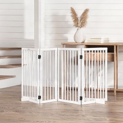 Barrière pour animaux pliable en bois massif 206 x 35,5 x 76 cm (1/5)