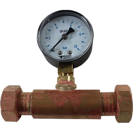 Arcanaute – Limiteur de pression eau 3/4'' femelle – Manomètre radial 0/10 bars – Glycérine – Raccord libre 20/27 (1/5)