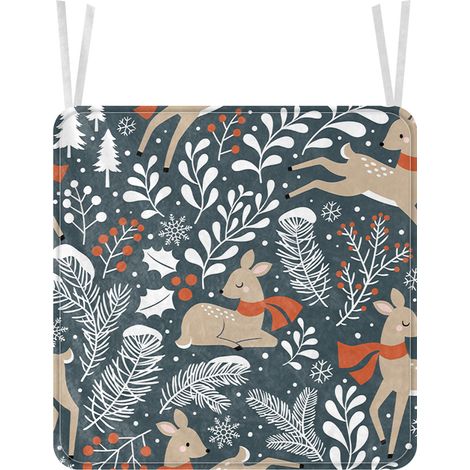Coussin de chaise motif cerf, confortable et au design unique, élégant et tendance, pour la maison, l'hôtel ou le bureau, 35 x 35 cm. (1/5)