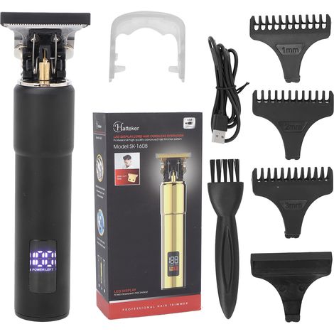Tondu Pro Sans Fil Électrique Professionnel Kit Coupe-Cheveux avec Affichage LCD, Rechargeable, Tondeuse Homme Noire