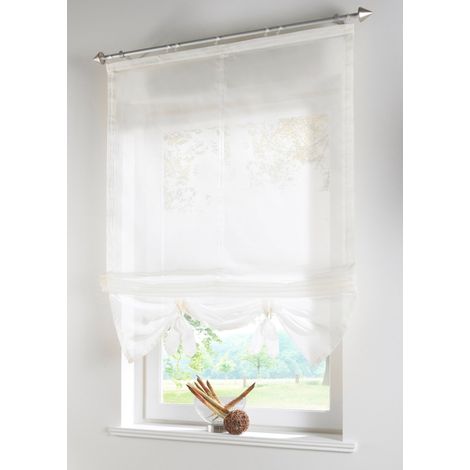 White, LxH 140 x 155 cm 1-piece roman blind with loops, curtains, kitchen, transparent, blind with l (1/5)