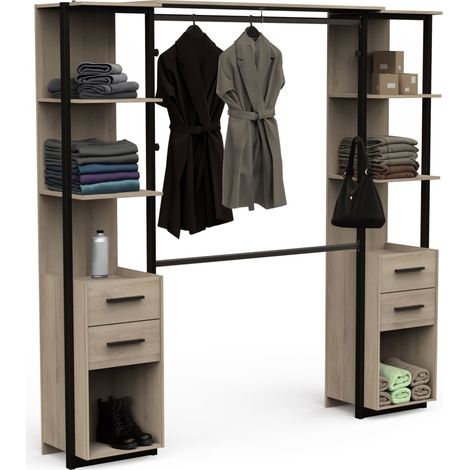 VESTIDOR CON CAJONES ESTILO INDUSTRIAL EBAN - Roble Kronberg