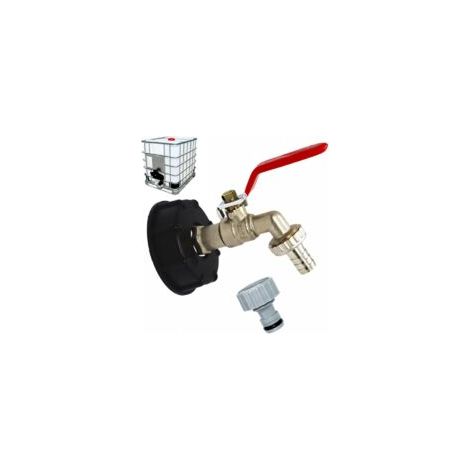Grifo para tanque IBC de 1000 L, conexión S60X6 con conexión para manguera de 1/2", adaptador para tanque de drenaje, para grifo de jardín, para adaptador de tanque (1 pieza)