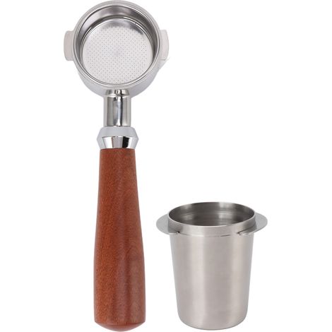 Bare 51-mm-2-Ohr-Filterhalter mit abnehmbarem Filter und Kaffeesatzabstreifer für Kaffeemaschinen, silber (1/5)