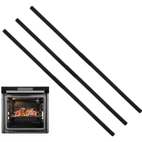 Protectores de silicona para horno (juego de 3): protectores de rejilla resistentes al calor, evitan quemaduras y cicatrices, fáciles de instalar, 35,5 cm de largo (negro) (1/4)