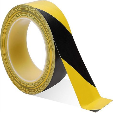 Rolle selbstklebendes PVC-Warnband, schwarz und gelb, 50 mm × 33 m (1/5)