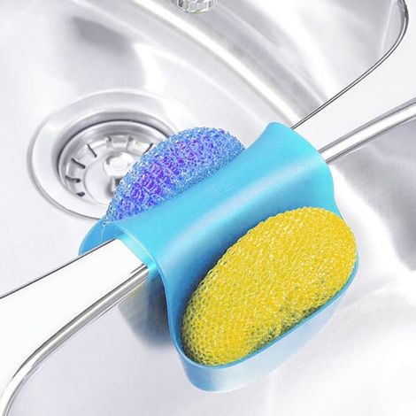 Lot de 2 - Porte-éponge et produits de nettoyage pour évier (bleu) (1/5)