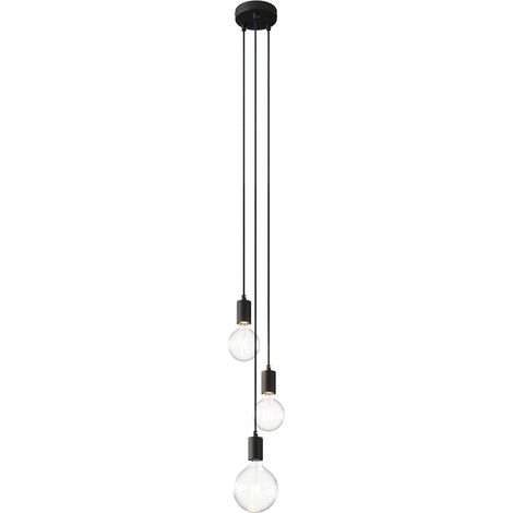 creative cables - Lampada a sospensione multipla a 3 cadute completa di cavo tessile e finiture in metallo