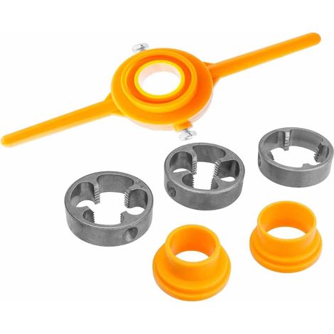 6PCS Outil de Filetage en PVC Filières pour Tuyaux Fabricant de Tuyaux en Plastique Matrice de Filetage de Tuyau Plomberie NPT Filetage Moule 1/2", 3/4" and 1" Jeu de Tarauds et Filières