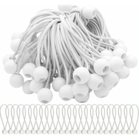 SABIR Lot de 75 Tendeur Elastique Cordons Élastiques avec Boules Sandow Elastique Boules Elastiques pour chapiteaux, tentes, bannières et bâches (1/5)