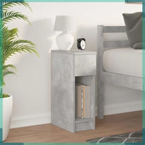 Table de chevet - 858701 - gris béton - 20 x 36 x 60 cm - 1 tiroir (1/5)