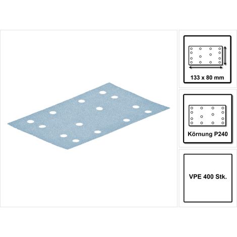 Festool STF 80x133 Schleifstreifen Granat P240 80 x 133 mm 400 Stk. ( 4x 497124 ) für Rutscher RTS 400, RTSC 400, RS 400, RS 4, LS 130