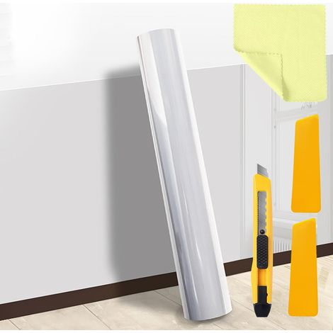 Film de protection mural transparent, 40 x 1000 cm, autocollant, anti-éclaboussures, autocollant mural statique avec couteau, grattoir en plastique et chiffons, film mural lavable, film décoratif DIY (1/5)