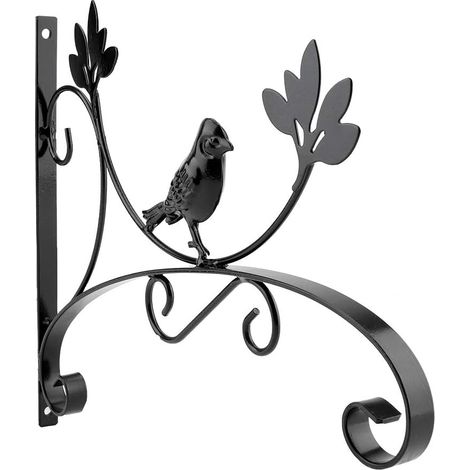 Crochet de plante de mur de fer suspendu support de plante pour pot de fleurs (noir) (1/5)