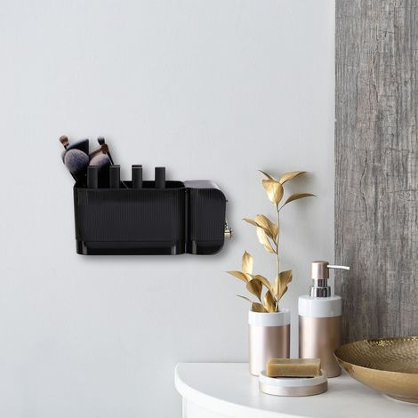 Organizer per cosmetici da bagno adesivo nero 4 scomparti