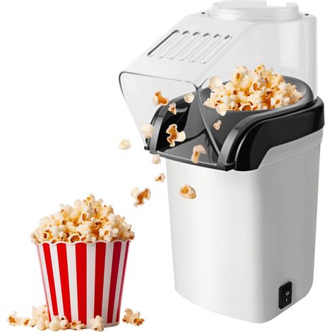 Machine à pop-corn 1200 W, mini machine à pop-corn à air chaud, saine, sans huile, sans matières grasses, 2 minutes, utilisation simplifiée (une seule touche) pour la maison, les films (1/5)