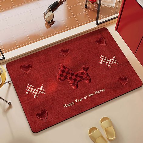 Tapis D'Entrée - Tapis De Sol Épais 40 X 60 Cm - Motif Cheval Festif - Pour Porte D'Entrée Intérieure Ou Extérieure - 1 Pièce (1/5)