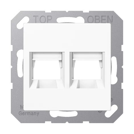 Jung Copertura (a scatto) per prese Modular-Jack, doppia, UMA-CAT6A, RADIALL, Panduit, Assmann, termoplastica, serie AS/A, bianco alpino A 1569-2 WE WW