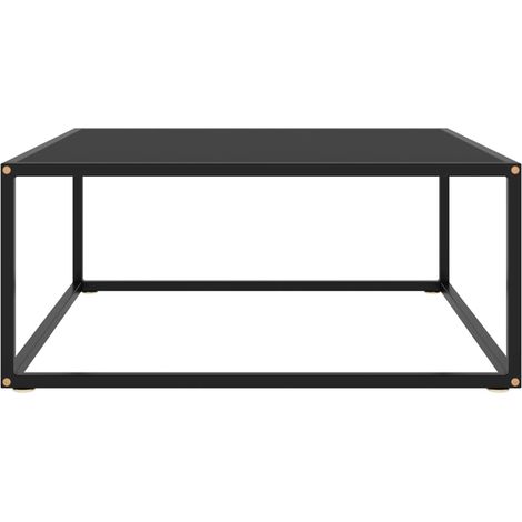 FIMEI Table basse Noir avec verre noir 80x80x35 cm (1/5)