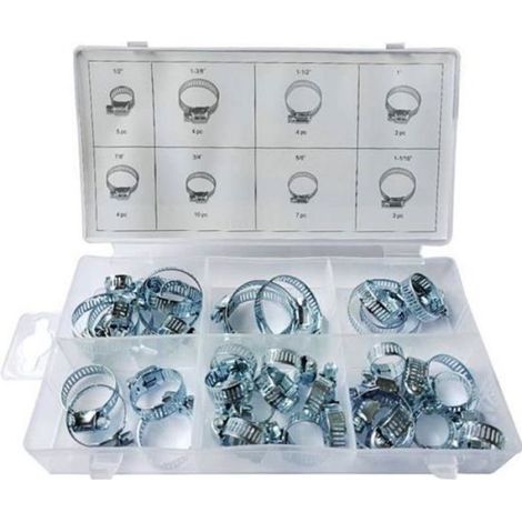 Collier De Serrage - Acier Galvanise - Pour Tuyaux Flexibles - Garage Maison Atelier - 40 Pieces 8 Tailles