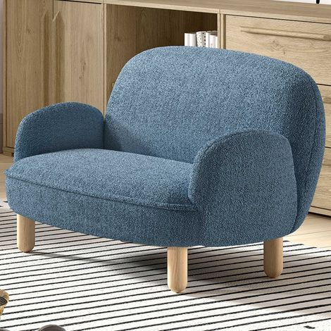 Canapé pour enfants Rocky - 89x54x45cm - tissu bouclé bleu (1/5)