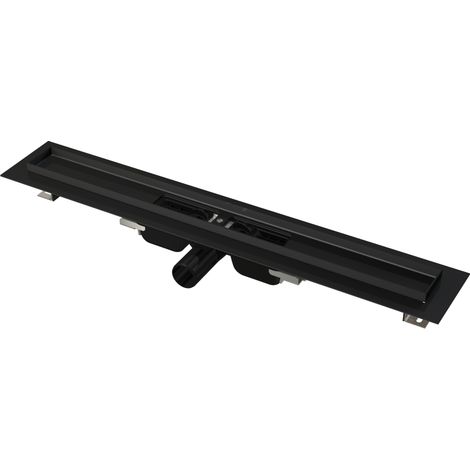 Alca - Canalina per doccia 30 cm, con bordo per griglia forata, nero opaco APZ101BLACK-300 (1/2)