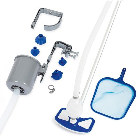 KIT PULIZIA PISCINA DELUXE 58237 BESTWAY - SCOPA+RETINO+TUBO+MANICO+ADATTATORI+SKIMMER - 1 pezzo