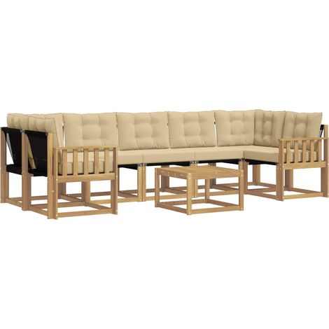 Conjunto de sofás de exterior con cojín 8 pcs y Beige vidaXL (1/5)