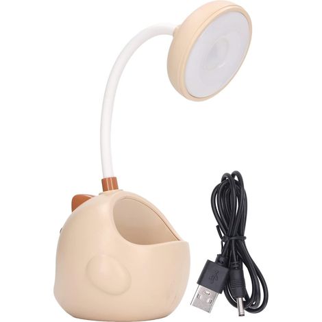 Lampe De Bureau LED Mignonne avec Porte-Stylo, Tube à Col De Cygne à 360 Degrés, Rechargeable par USB, en Forme De Dinosaure, Lampe De Bureau pour Chambre à Coucher, Dortoir(Jaune) (1/5)