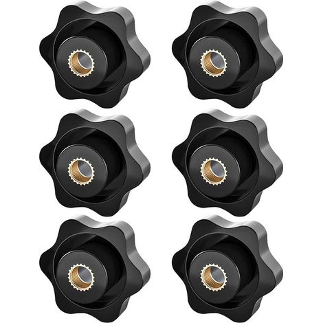 Pomo de sujeción M8, tuerca estrellada, pomo de sujeción con rosca moleteada, tuerca de sujeción M8, pomo de tuercas de sujeción con cabeza estrellada, para mecánica, muebles, equipos electrónicos, 6  (1/5)