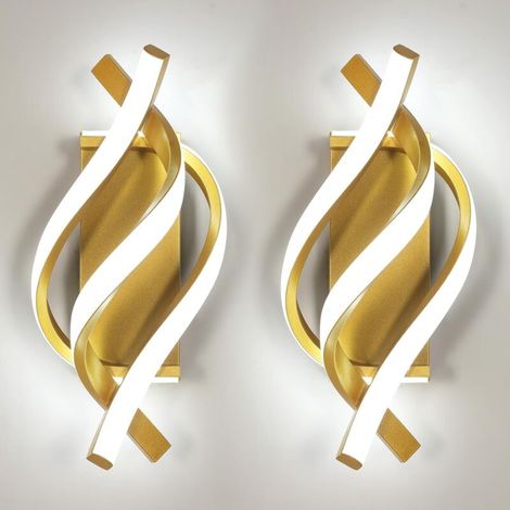Lot de 2 appliques murales LED, lampe de chevet LED Spira, lumière blanche 6000 K (or) (1/5)