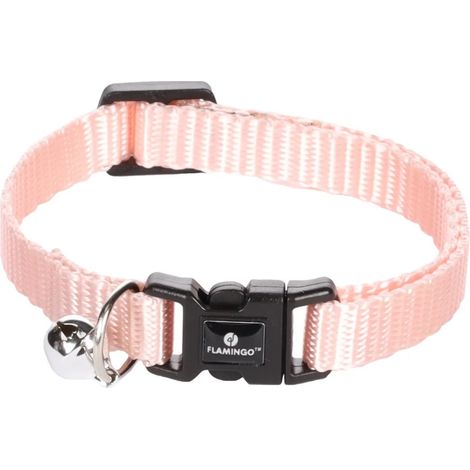 Collier réglable de 19 à 30 cm rose clair avec clochette pour chat - animallparadise (1/5)