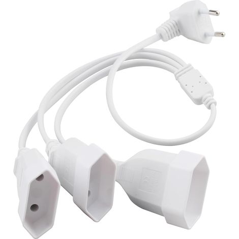 Rallonge Plate 3 en 1 Multiprise Extra Plate Coude 250 V/2.5 A Max Rallonge Prise Fiche Plate pour TV Ordinateur Moniteur Beamer Lampe Appareils Ménagers Blanc (1/5)