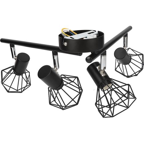 Kit d'éclairage sur rail LED à 4 spots orientables pour plafond, idéal pour cuisines, chambres et restaurants.